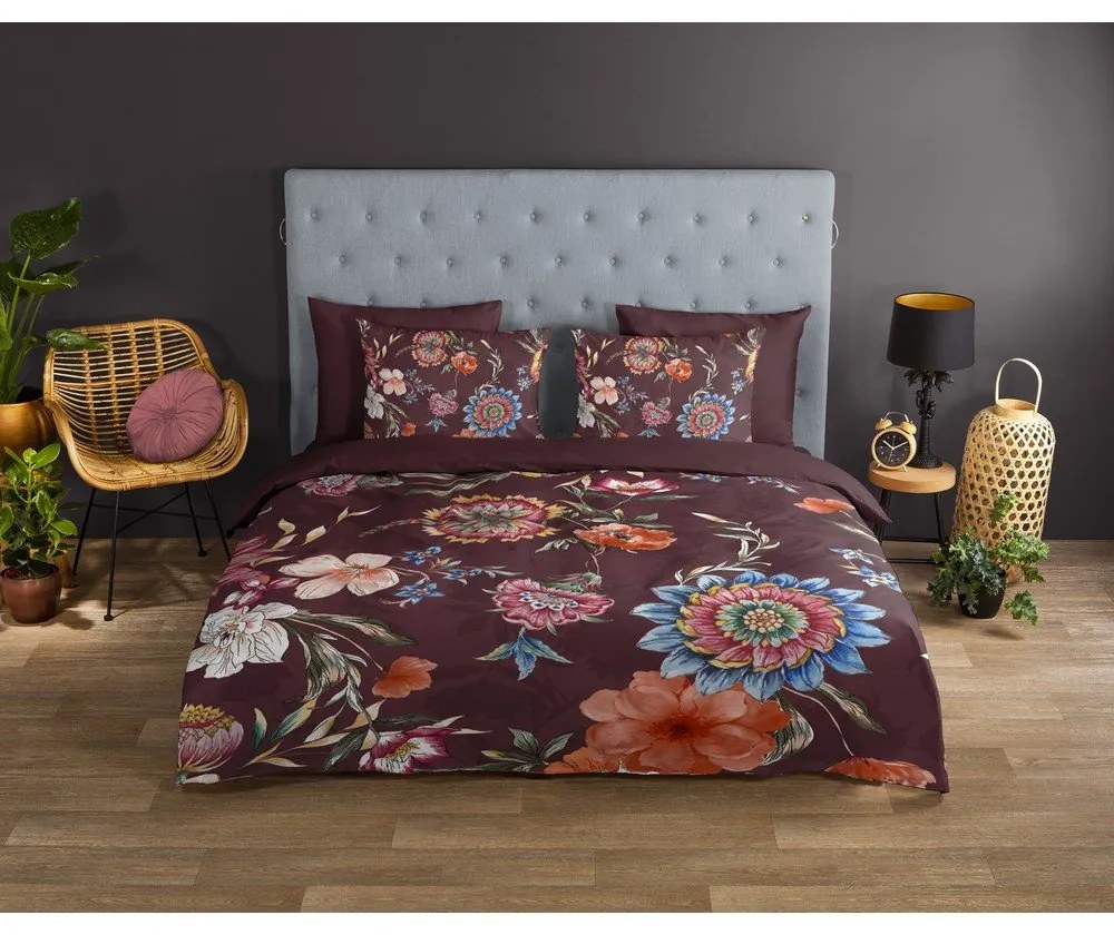 Borvörös egyszemélyes-hosszabbított pamut ágyneműhuzat 140x220 cm Madelief – Good Morning