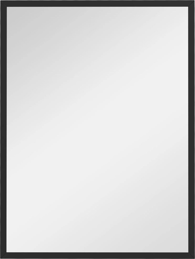 HOMCOM Téglalap alakú fali tükör akasztókkal, üveg és MDF, 60x80 cm, fekete | Aosom