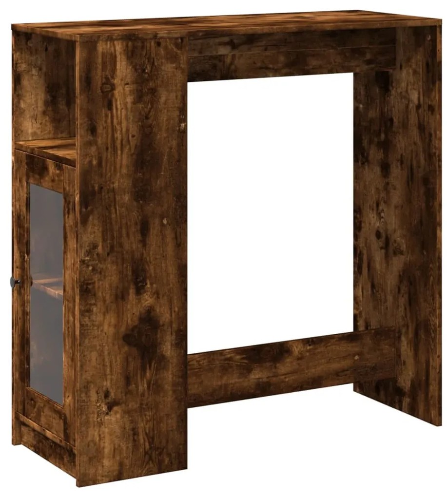 füstös tölgy szerelt fa bárasztal tárolókkal 101x40x103,5 cm