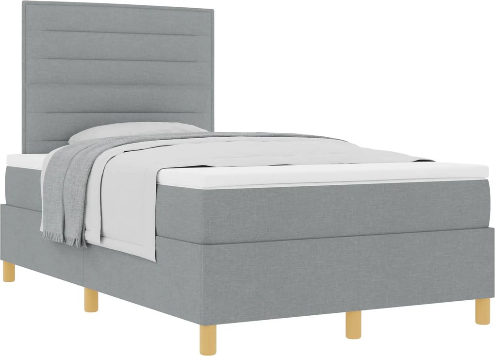 vidaXL Boxrugós ágy matracmal Világosszürke 120 x 190 cm szövet