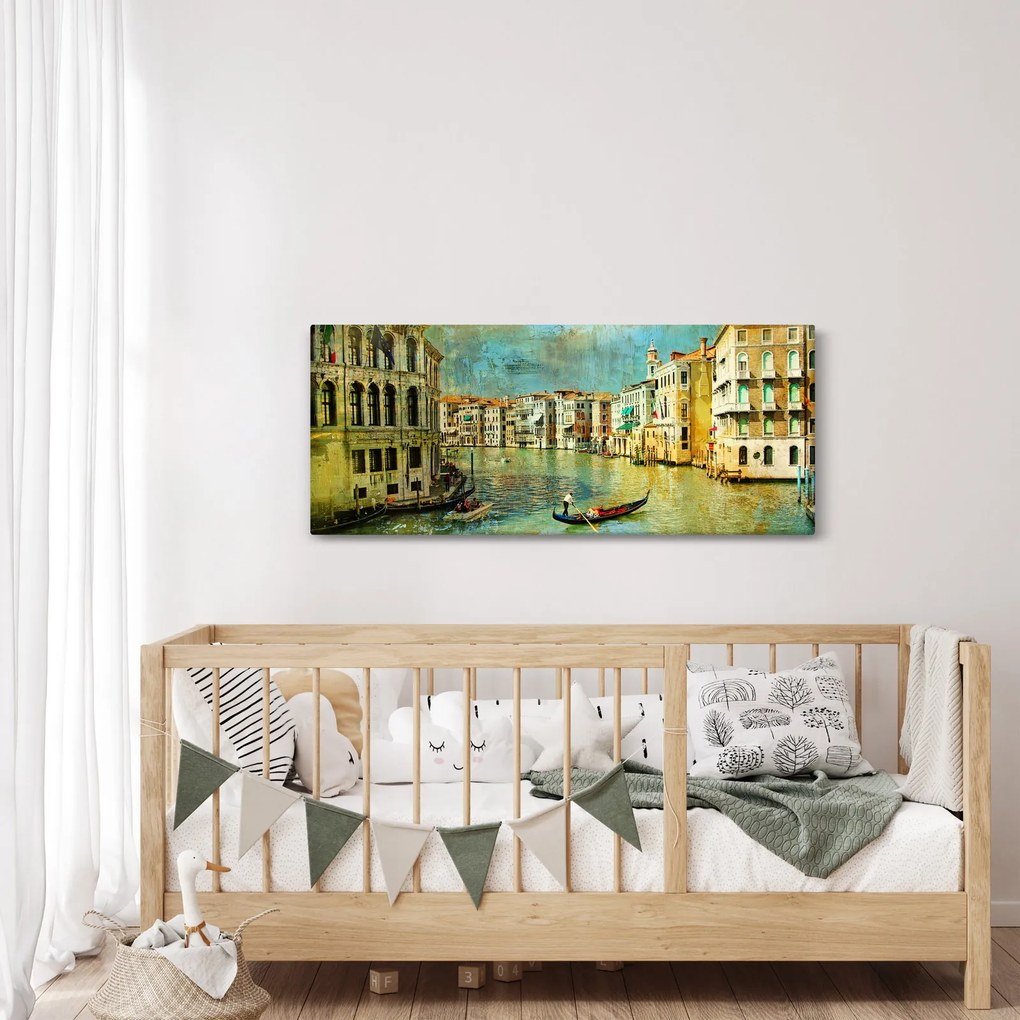 Kép - velencei csatorna és gondolák (120x50 cm)