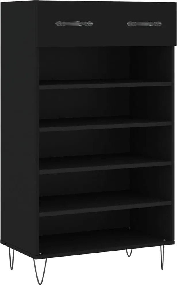 vidaXL fekete szerelt fa cipőszekrény 60 x 35 x 105 cm