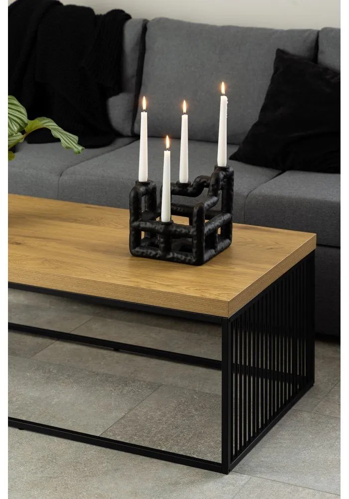 Natúr színű dohányzóasztal tölgyfa dekoros asztallappal 60x120 cm Strington – Actona