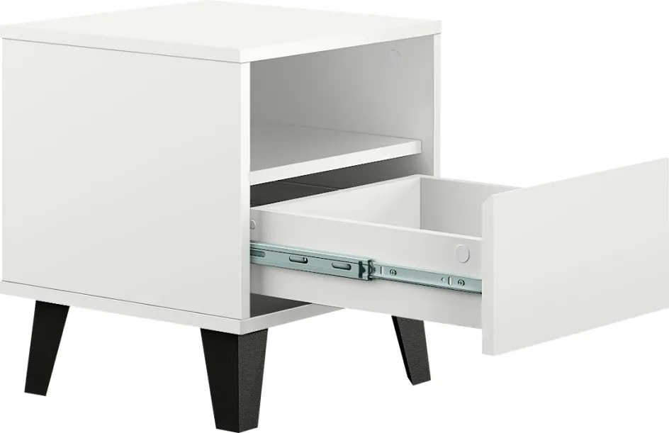 Éjjeliszekrény, fehér, BOGAN NEW 1S