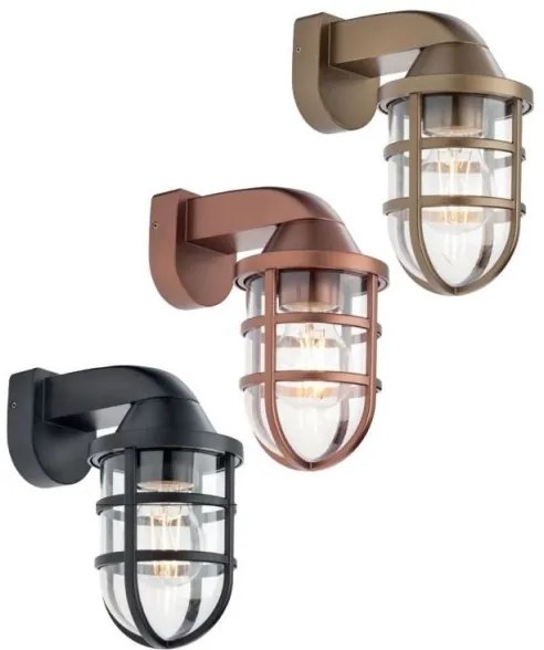 Redo 90205 - Kültéri fali lámpa CAGE 1xE27/28W/230V IP44 sárgaréz