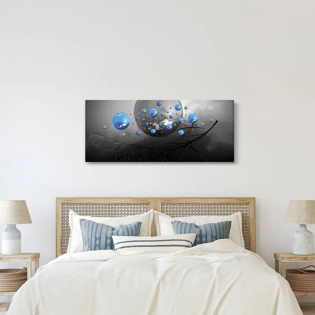 Kék absztrakt gömbök képe (120x50 cm)