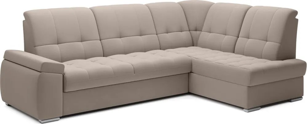 Bézs bársony kinyitható-tárolóhelyes sarokkanapé (jobb oldali-L alakú) Sado – ELTAP
