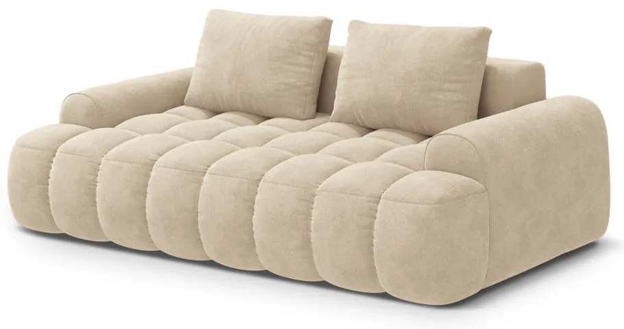 Bézs bársony kanapé 200 cm Linz – Cosmopolitan Design