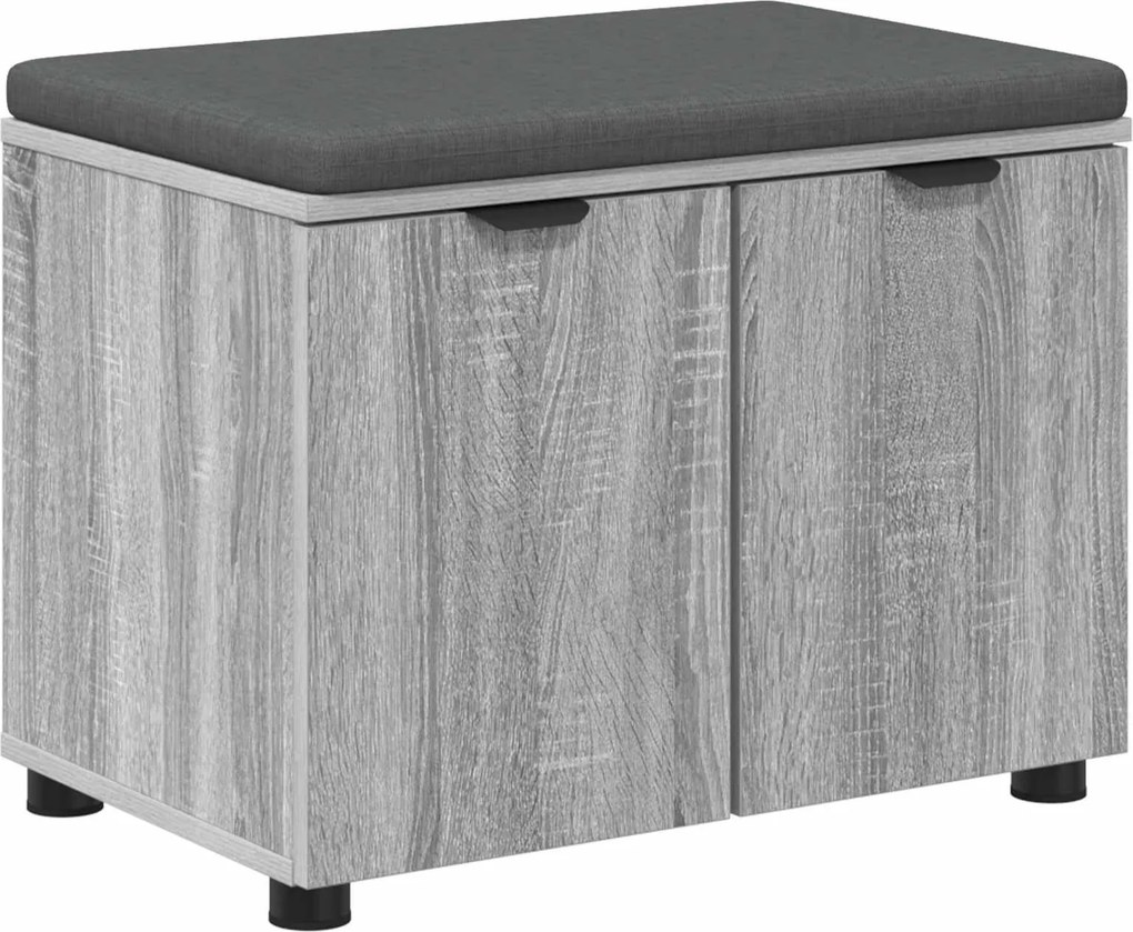 vidaXL Előtér pad Szürke Sonoma 60 x 38 x 46 cm Műanyag Fa és Szövet