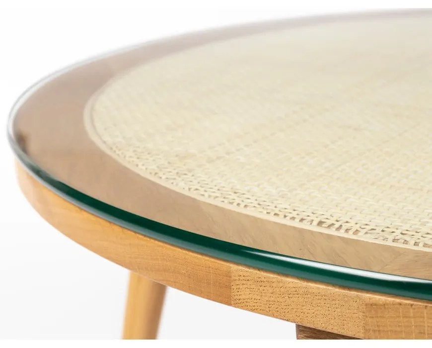 Natúr színű üveg kerek dohányzóasztal ø 70 cm Haru – White Label