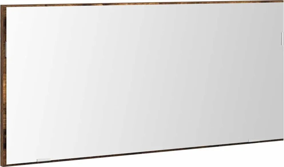 vidaXL Tükör LED -es lámpákkal Barna 80 x 37 cm Üveg és Műszaki Fa