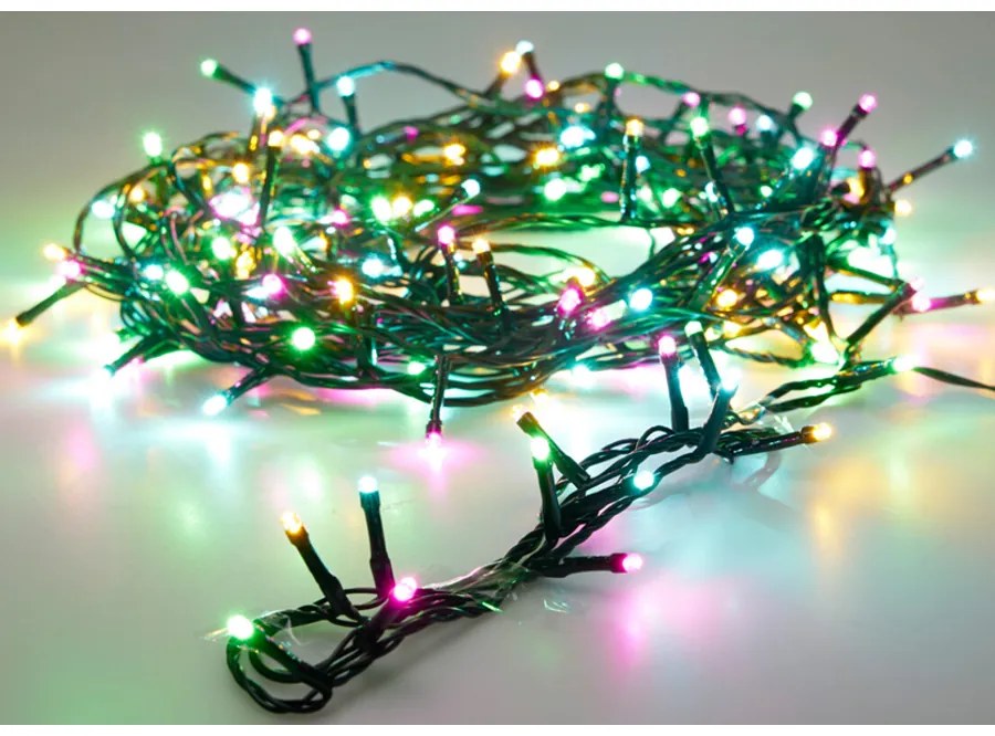 480 zöld, kék, narancs, és pink Macaron LED-es kültéri-beltéri dekor fényfüzér, hálózati adapteres, időzíthető 6/18 órás, 8 féle fényjátékkal, 36 m, I...