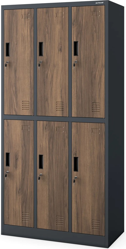 6 ajtós öltözőszekrény, antracit/dió, 900x1850x450 mm: IGOR Eco Design