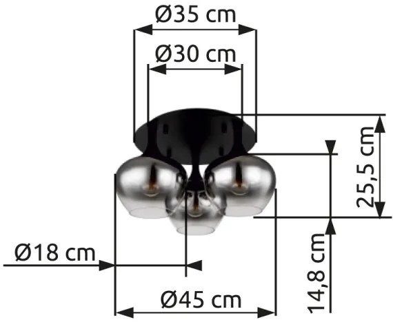 Globo 15548-3D - Felületre szerelhető csillár MAXY 3xE27/40W/230V fekete
