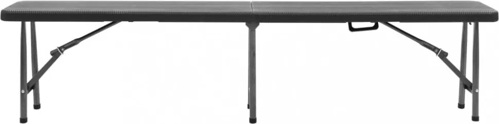 2 db fekete összecsukható HDPE kerti pad 180 cm