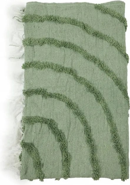 Pamut Ágytakaró zöld rojtokkal 135x150 pamutból kanapéra Takaró