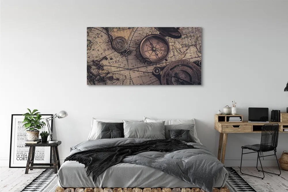 Canvas képek iránytű térkép 125x50 cm
