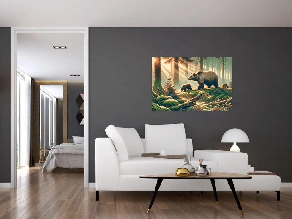 Kép - Medvék az erdőben (90x60 cm)
