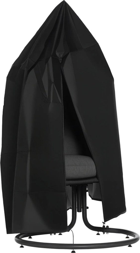 Outsunny Védőfedelet Függő Székhez Vízálló Szélálló Zippzáros 210D Oxford Anyagból Függő Kosár Lengőszékhez Hintaágyhoz Ø115 x 190H cm Fekete | Aosom