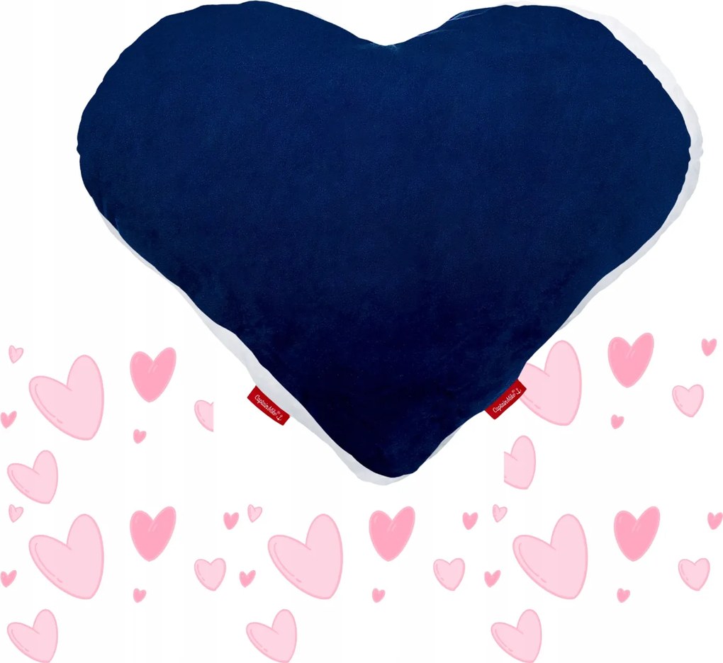 Díszpárna szív ajándék díszpárna sötétkék-fehér