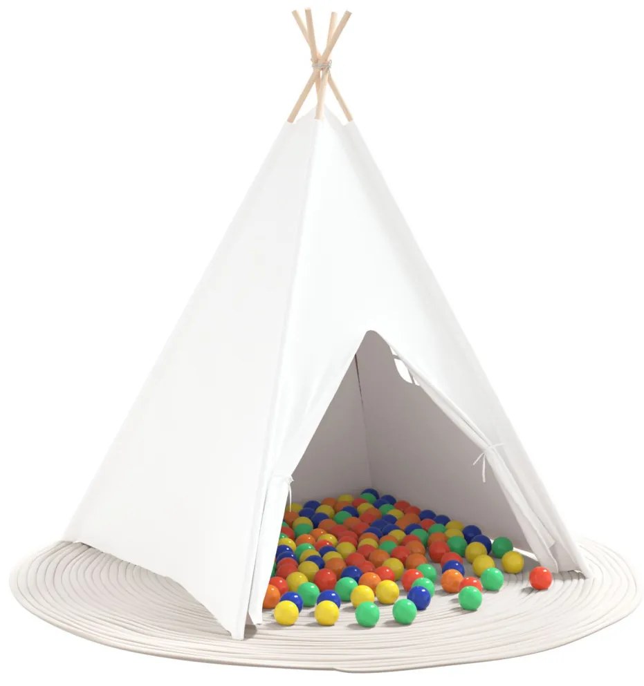 Gyermek Teepee Sátor Hordtáskával Őszibarack & Játék Labda Fehér