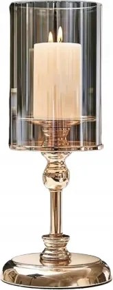 Shein Arany Metál Üveg Gyertyatartó Asztalra 10x9cm