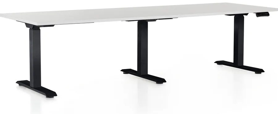 OfficeTech Long állítható magasságú asztal, 240 x 80 cm, fekete alap, világosszürke
