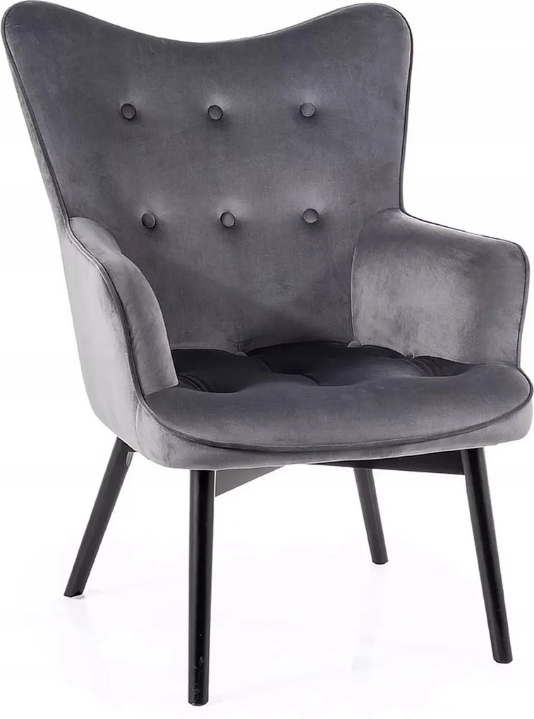 Carmen Velvet fotel szürke/fekete Sig nappaliba