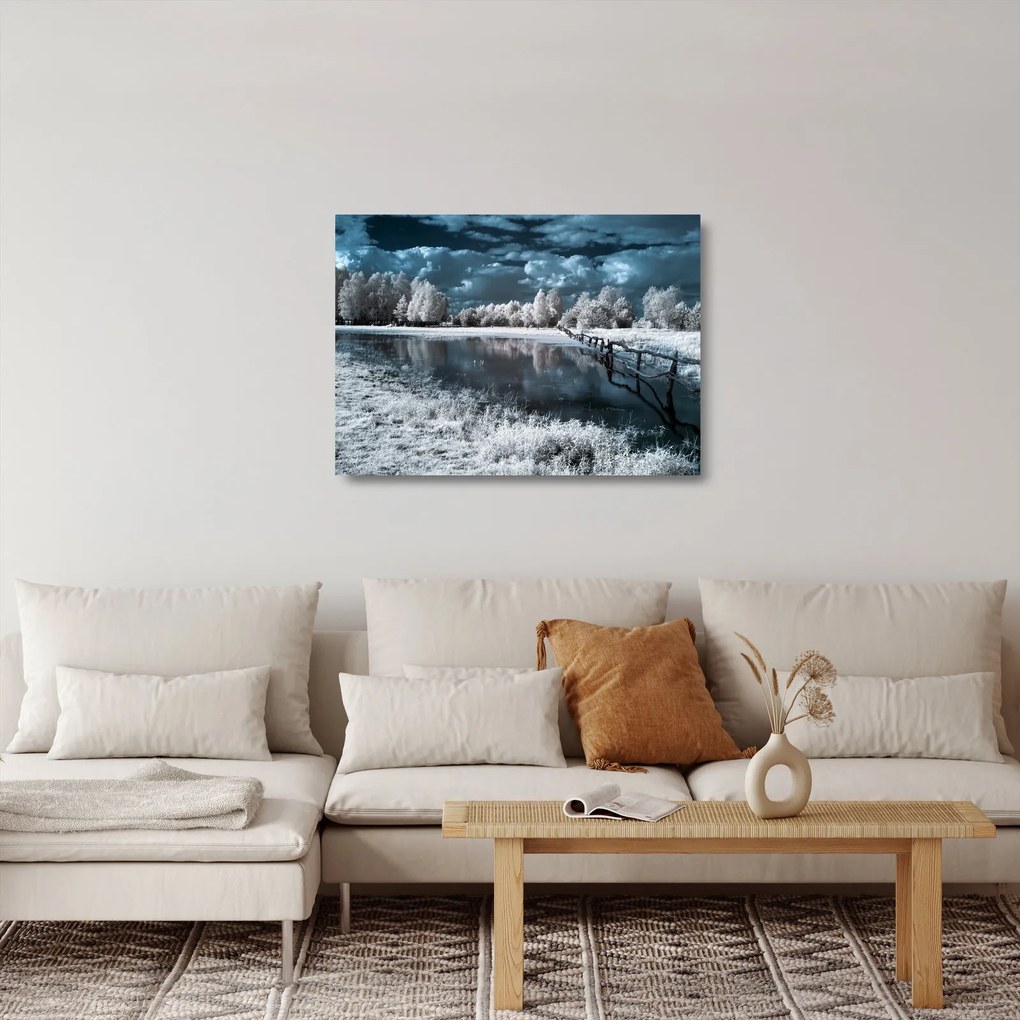 Üveg kép - Fagyott táj (70x50 cm)