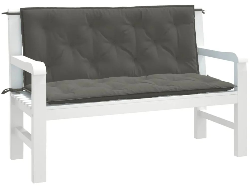 2 db melange sötétszürke szövet kerti padpárna 120x50x7 cm