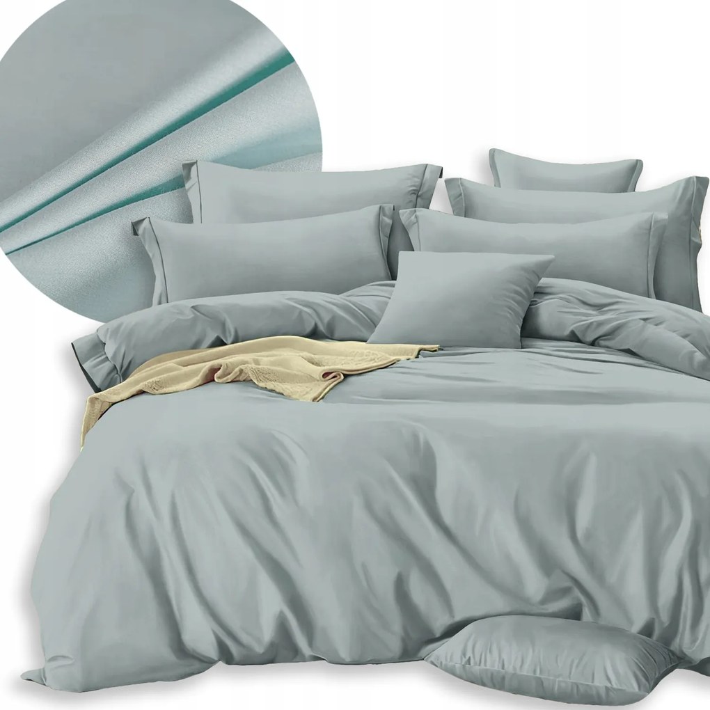 Ágyneműhuzat Garnitúra 200x220 2x Párnahuzat 70x80 Kétoldalas Sima Világos Szürke