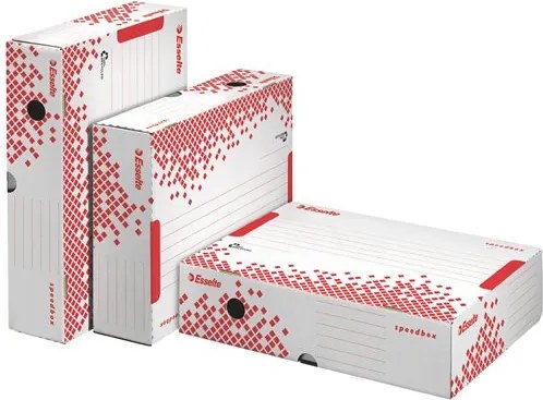 Archiválódoboz, A4, 80 mm, felfelé nyíló, karton, ESSELTE Speedbox, fehér (E623910)