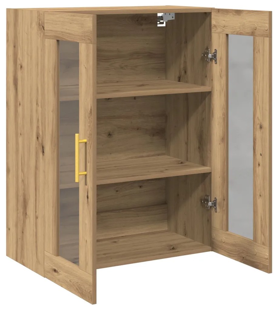 Falra Szerelhető Szekrény Üvegajtókkal Kézműves Tölgy 69,5x34x90 cm