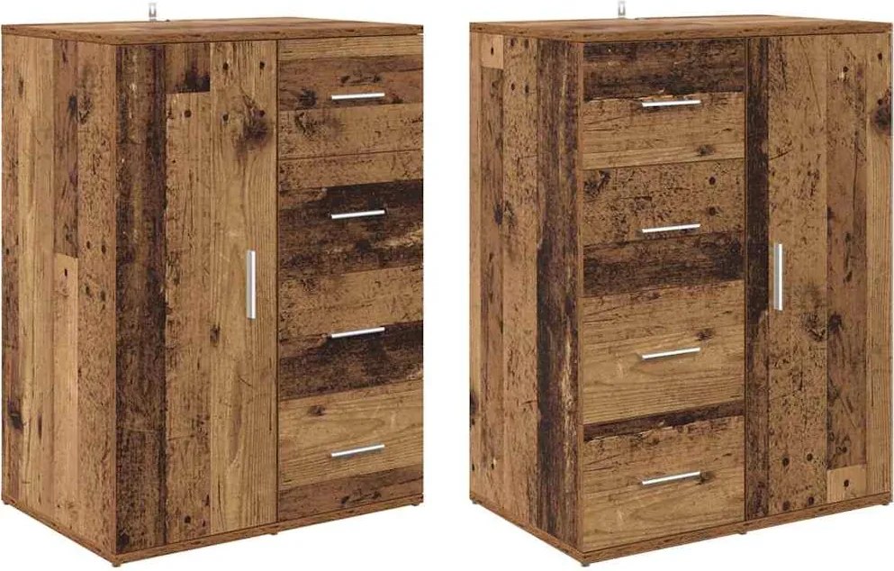 vidaXL Oldalszekrények Corona 2 pcs Öreg fa 59 x 39 x 80 cm Faanyag