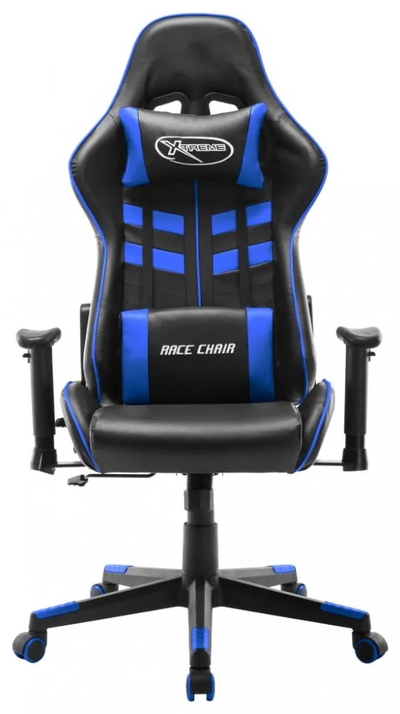 fekete és kék műbőr gamer szék