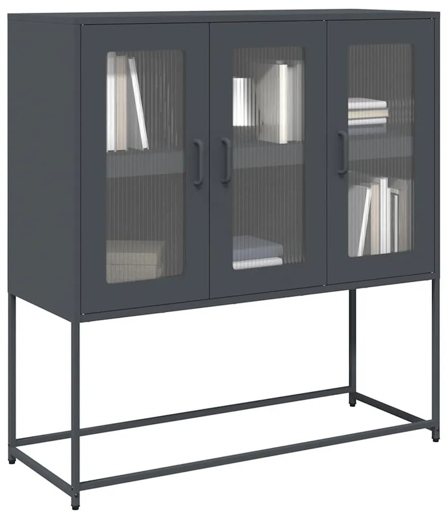 antracit hidegen hengerelt acél tálalószekrény 100,5x39x107 cm