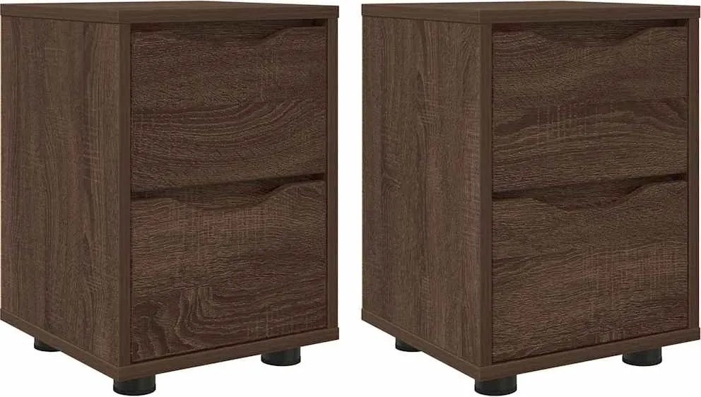 vidaXL Éjjeliszekrények 2 pcs Barna Tölgy 30,5 x 30 x 43 cm Faanyag