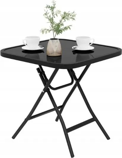 Összecsukható Erkélyasztal Woltu Üveg Kerti Asztal Terasz 46x46 cm