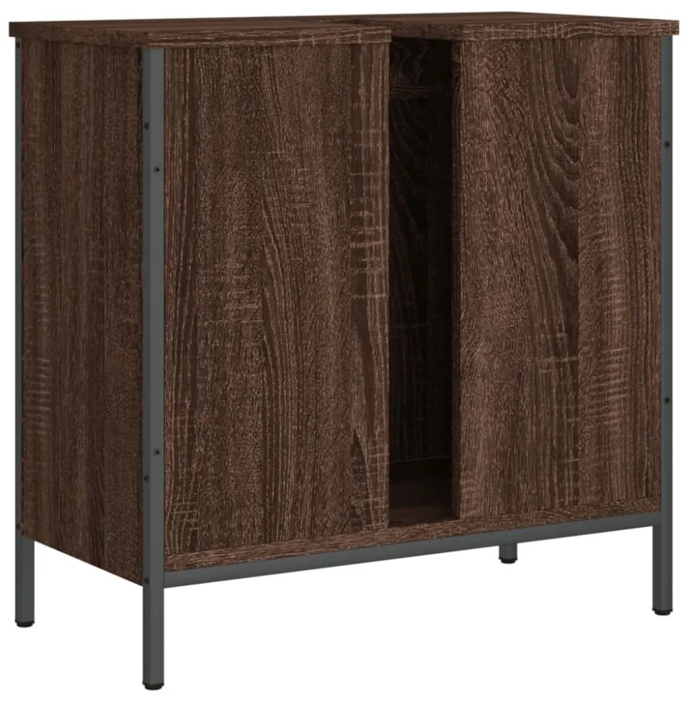 vidaXL barna tölgy szerelt fa fürdőszobai mosdószekrény 60x30x60 cm