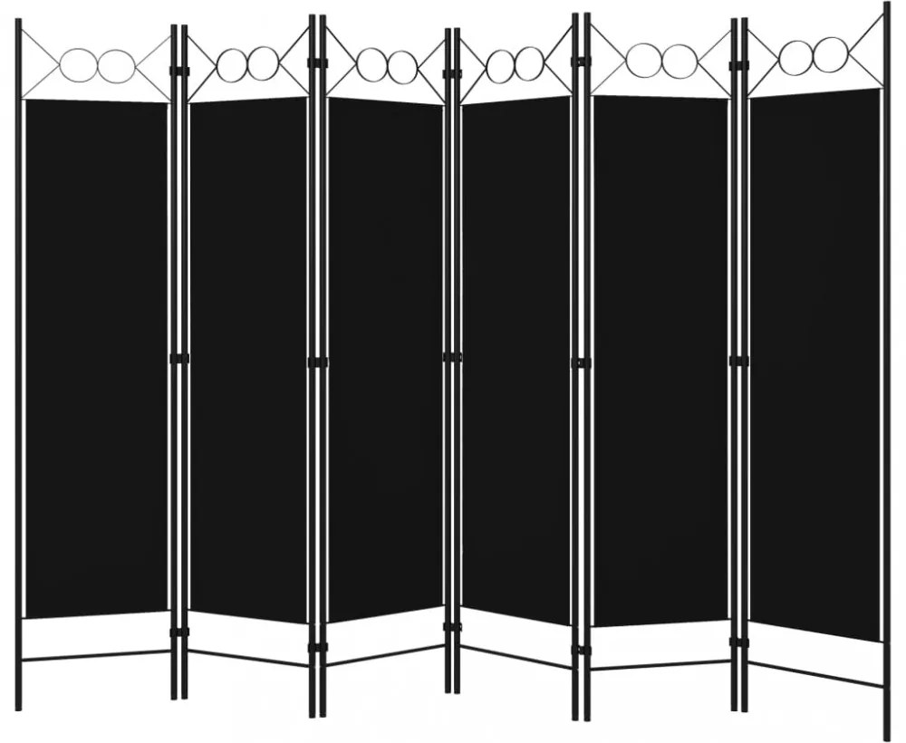 fekete 6 paneles paraván 240 x 180 cm