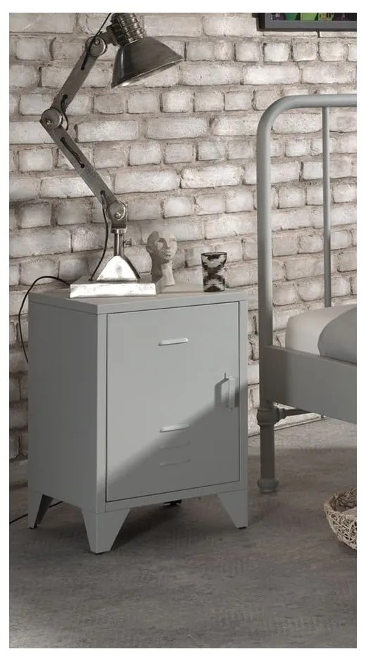 Szürke fém éjjeliszekrény Bronxx - Vipack