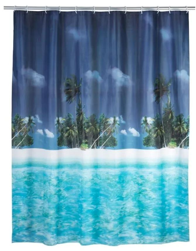 Dreamy Beach kék zuhanyfüggöny, 180 x 200 cm - Wenko