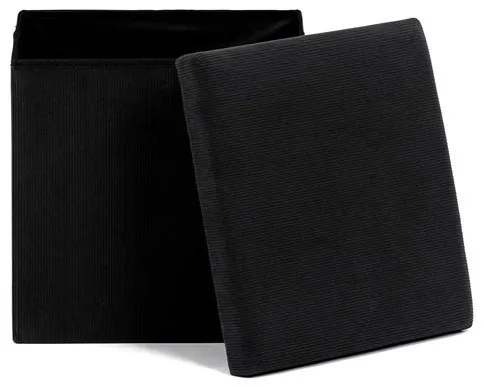Fekete Kordbársony Tárolós Puff. TAB-471 BK6