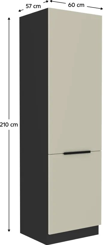 Szekrény beépíthető hűtőhöz, kasmír/fekete, ARAKA 60 LO-210 2F