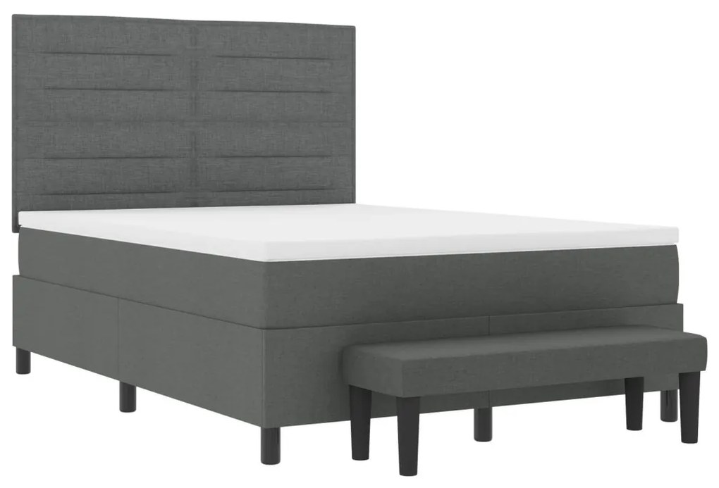 vidaXL Box Spring Ágy Matraccal és Pad Sötétszürke 140x200 cm Szövet