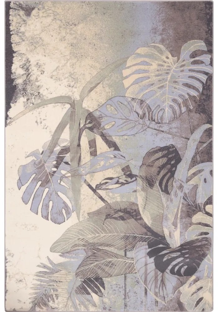 Szürke-krémszínű gyapjú szőnyeg 160x240 cm Plants – Agnella