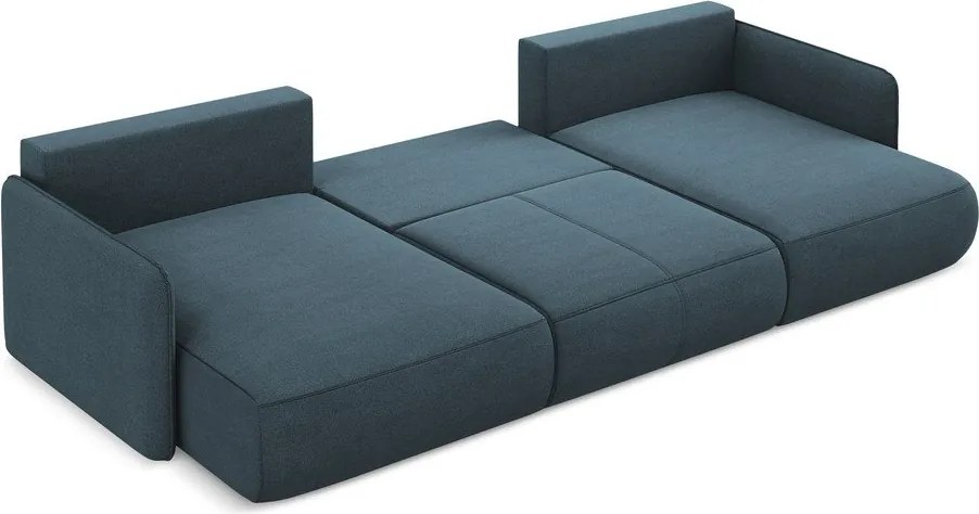Kék kinyitható-tárolóhelyes sarokkanapé Nanea – Makamii