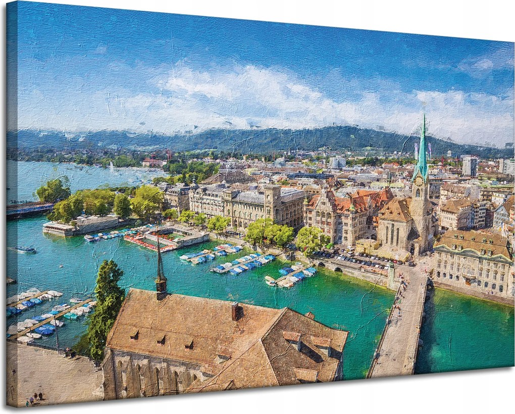 Vászonkép Pasztell Város Művészet Nyár Tájkép 120x80 cm