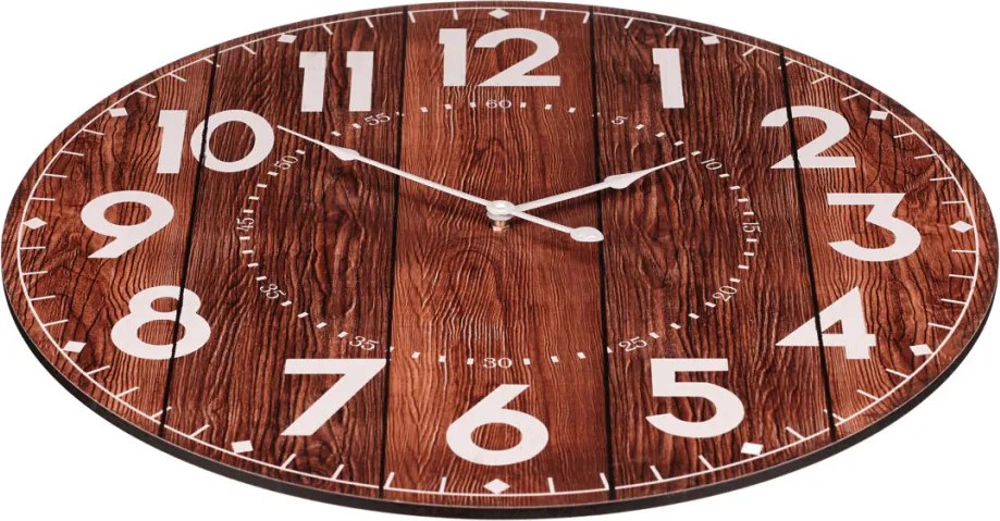 Falióra 58 cm átmérő barna MDF fahatású