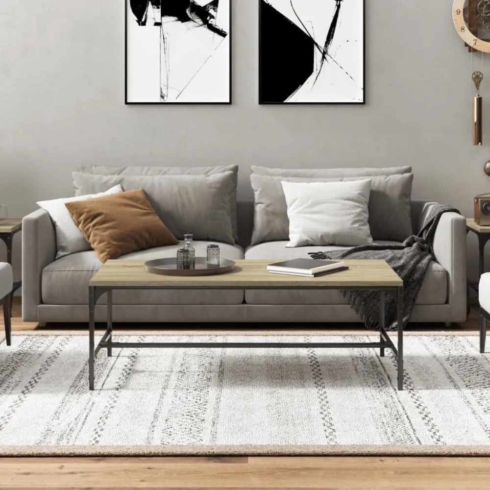 sonoma tölgy színű szerelt fa dohányzóasztal 100x50x35 cm